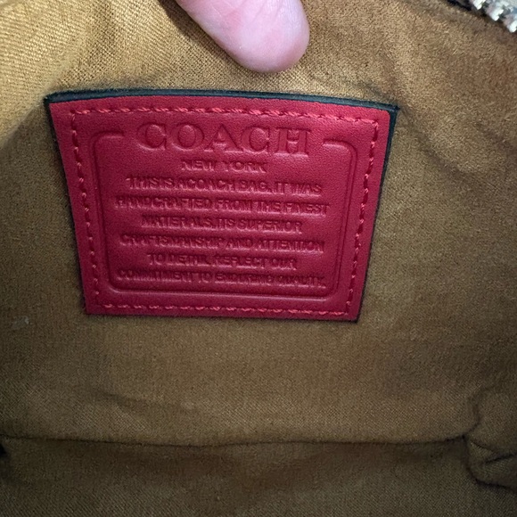 Coach Signature Canvas Shoulder Bag with Red Trim nwot - Picture 10 of 12